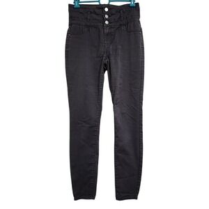 Refuge High Waisted Skinny Jeans Charcoal Gray Triple Button Stretch Size‎ 6 G02